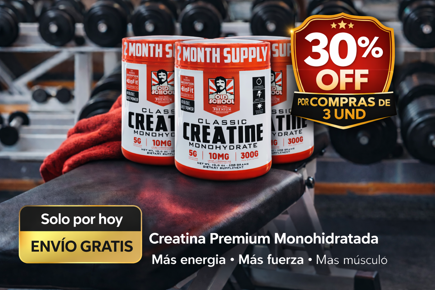 “Resultados Reales en el Gym – Creatina de Alta Pureza para Hombres” * 3 Und